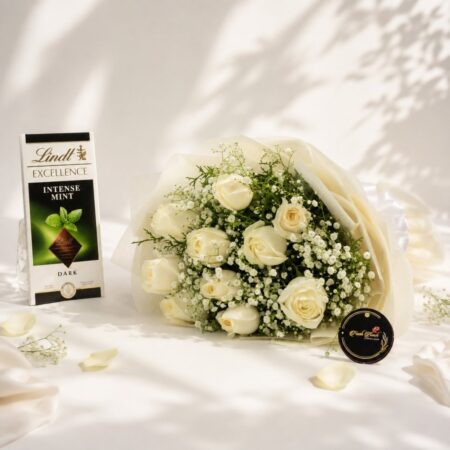 White rose and chocolate combo, Bangalore flower delivery