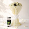 White rose and chocolate combo side view, Bangalore flower delivery