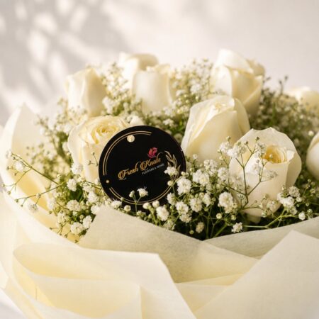 Close up of white rose and chocolate combo, Bangalore flower delivery