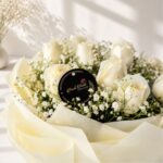 Close up of Calming Waves white rose bouquet, Bangalore flower delivery