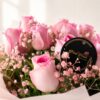 Close up of Coral Delight pink rose bouquet, Bangalore flower delivery