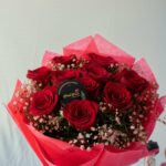 Ruby Red rose bouquet packaging, Bangalore flower delivery