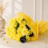 Premium yellow chrysanthemum bouquet wrapped in elegant yellow paper for flower delivery in Bangalore.