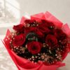 Close up of Ruby Red red rose bouquet, Bangalore flower delivery