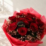 Close up of Ruby Red red rose bouquet, Bangalore flower delivery