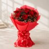 Ruby Red rose bouquet packaging, Bangalore flower delivery