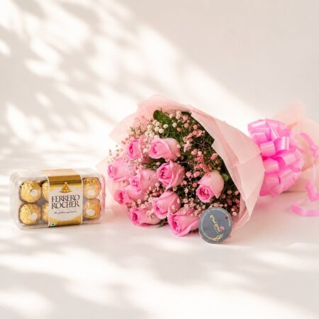 Pink roses and chocolate combo, Bangalore flower delivery