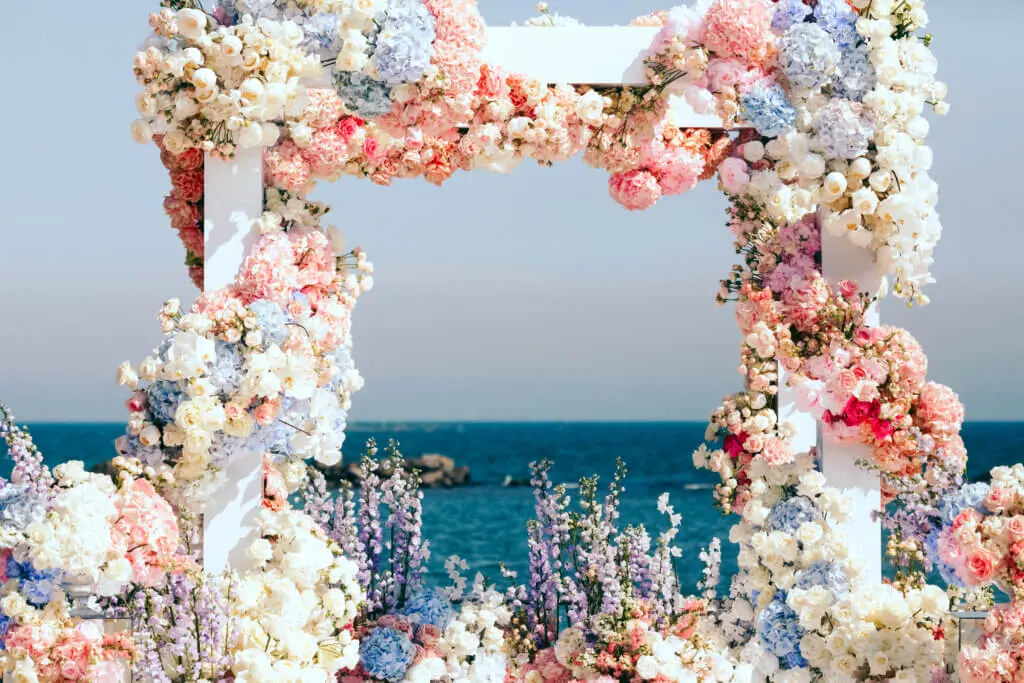 wedding flower stage decoration.