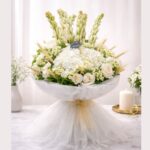 Premium white rose and hydrangea bouquet for same day flower delivery Bangalore by best florist in Bangalore.