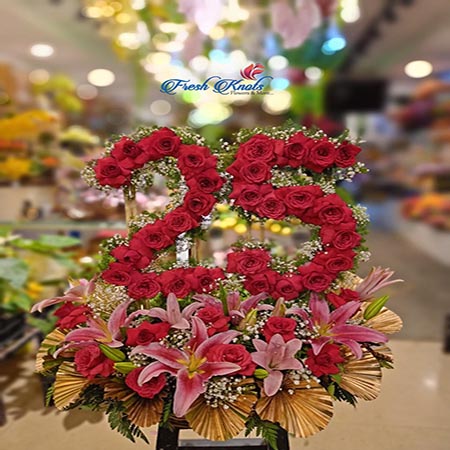 numbers made with flowers