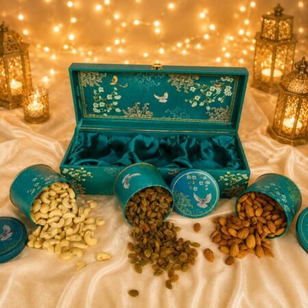 Nut and Dry Fruit Diwali Gift Set teal box, Bangalore gift delivery