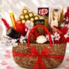 Luxury gift hamper basket with premium treats and elegant packaging by FreshKnots, available for online gift delivery in Bangalore.