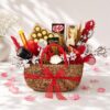 Luxury gift hamper basket with premium treats and elegant packaging by FreshKnots, available for online gift delivery in Bangalore.
