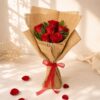 Close up of Natural Charm red rose bouquet, Bangalore flower delivery