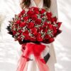 Premium red rose bouquet by FreshKnots Florist – romantic flower bouquet with same-day flower delivery in Bangalore.