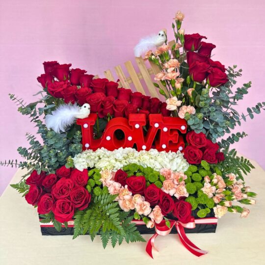 Valentine Flowers with Gifts