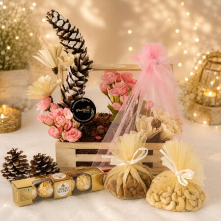 Cheerful and Festive Hamper with dry fruits and Ferrero Rocher, Bangalore gift delivery