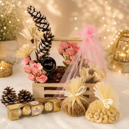 Cheerful and Festive Hamper with dry fruits and Ferrero Rocher, Bangalore gift delivery