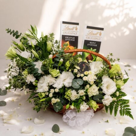 Ethereal Indulgence Rakhi flower and chocolate hamper, Bangalore gift delivery