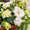 Close up of Ethereal Indulgence white eustoma and carnations, Bangalore gift delivery
