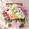 Pastel Paradise hydrangea basket with roses and lilies, Bangalore