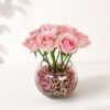 Mother’s Day pink rose bouquet in glass vase with baby’s breath - elegant flower delivery in Bangalore