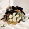 Premium white carnation bouquet with baby's breath and eucalyptus, Same day flower delivery in Bangalore by FreshKnots florist