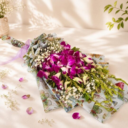 Purple Rain purple orchid bouquet, Bangalore flower delivery