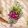 Close up of Purple Rain purple orchid bouquet, Bangalore flower delivery