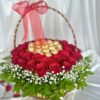 basket of chocolate and roses