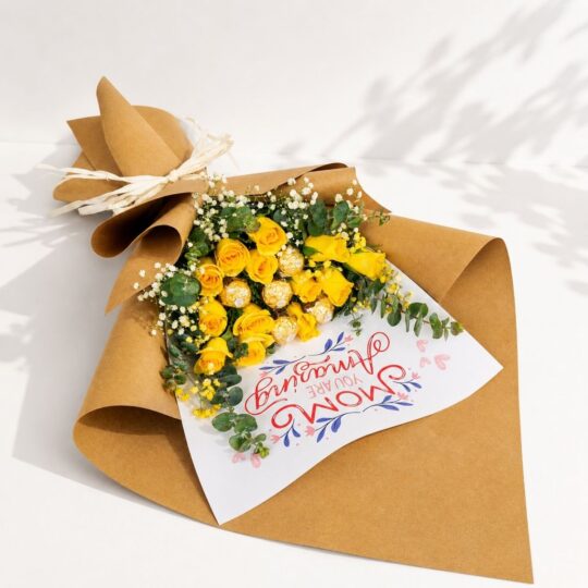 Mother’s Day yellow rose bouquet - fresh flower delivery in Bangalore by Freshknots