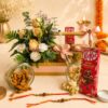 Floral Nut Delight Rakhi flower and dry fruits hamper, Bangalore gift delivery