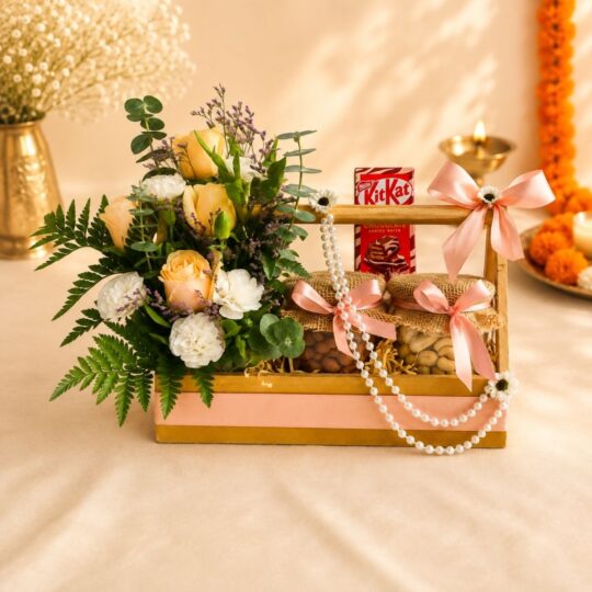 Floral Nut Delight dry fruits and chocolate, Bangalore gift delivery