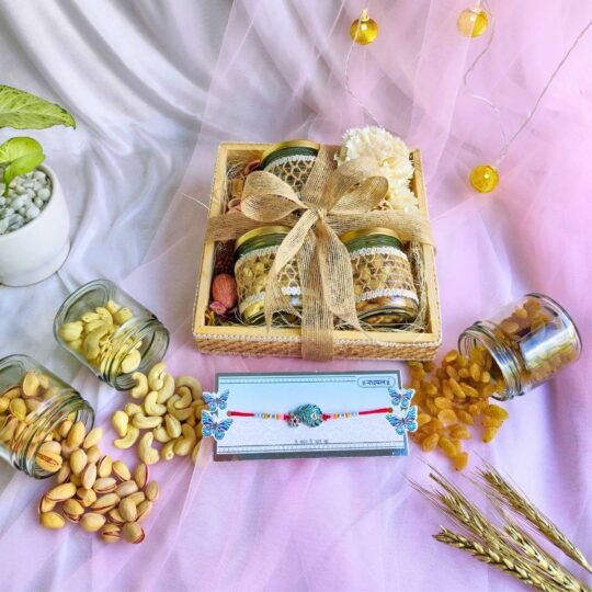 Combo - Rakhi with Dry Fruits Hamper for delivery in Bangalore