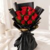 Luxury red roses bouquet with premium wrapping for romantic flower delivery, anniversary surprises, and Valentine gifting in Bangalore.