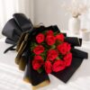 Luxury red roses bouquet with premium wrapping for romantic flower delivery, anniversary surprises, and Valentine gifting in Bangalore.