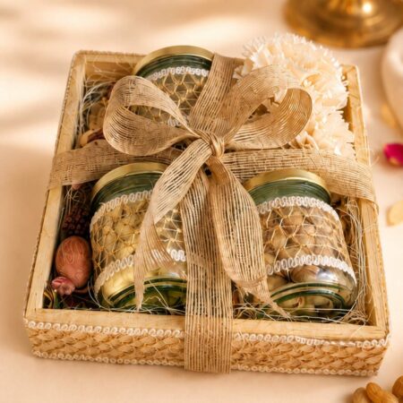 Close up of Nutty Rakhi Treat Box dry fruits, Bangalore gift delivery