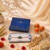 Threads of Tradition rakhi hamper contents with motichoor laddu and dry fruits, Bangalore gift delivery