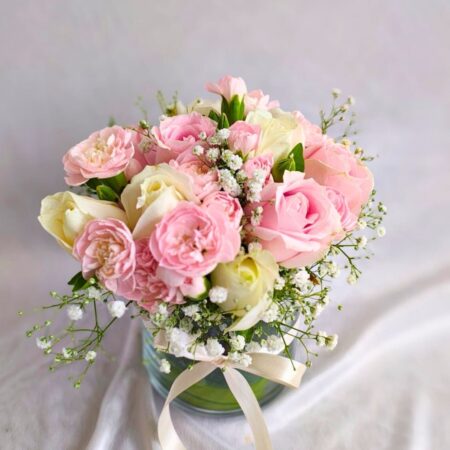 Vase of Roses and Carnations available for express delivery in bangalore
