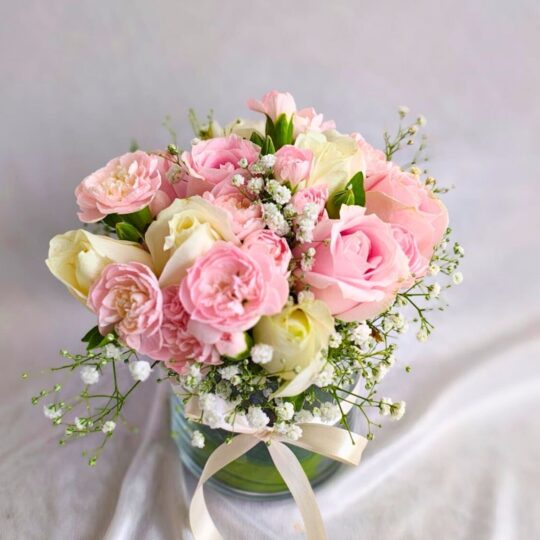 Vase of Roses and Carnations available for express delivery in bangalore