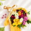 Close up of Wrapped In Joy daisy bouquet, Bangalore flower delivery Title: Wrapped In Joy Daisy Bouquet Close Up