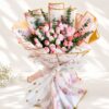 Pink roses with eucalyptus bouquet Bangalore with fresh blooms for same day flower delivery