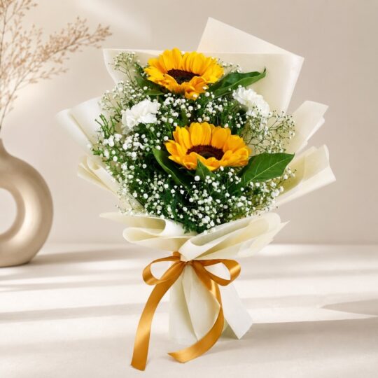 Close up of Rays of Cheer sunflower bunch, Bangalore flower delivery