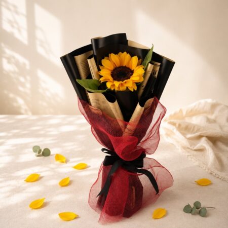 Sunny Mornings single sunflower bouquet, Bangalore flower delivery