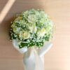 Elegant white rose bridal bouquet with baby’s breath — same-day delivery in Bangalore.