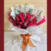 Fresh red rose bouquet with eucalyptus greens, flower delivery in Bangalore by FreshKnots.