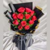Luxury red rose bouquet with black wrapping – premium florist in Bangalore