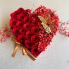 Heart shaped red rose arrangement for same day flower delivery in Bangalore, luxury romantic flowers by FreshKnots