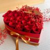 Heart shaped red rose arrangement for same day flower delivery in Bangalore, luxury romantic flowers by FreshKnots