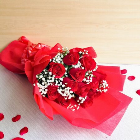 Red rose bouquet with premium wrapping -Valentine’s Day flower delivery in Bangalore